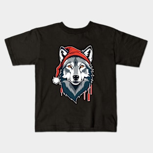 Christmas Wolf Shirt - Santa Wolf Is Coming Kids T-Shirt